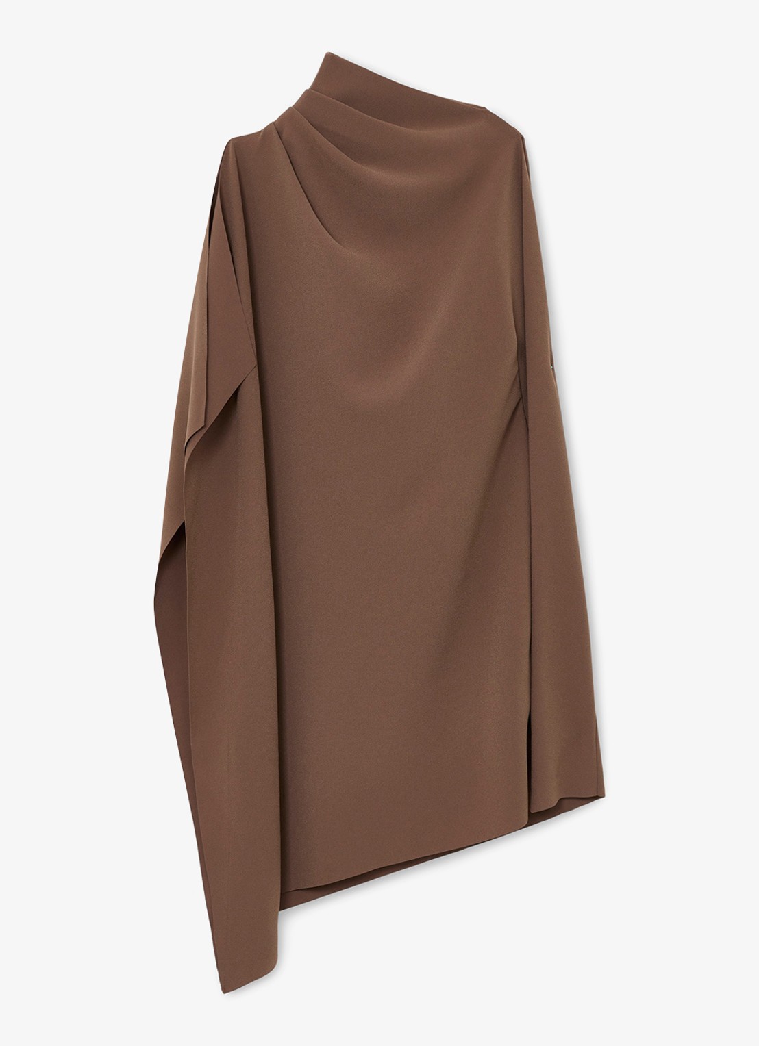 Reiss Ellery one-shoulder mini jurk van crêpe  - voorkant 6 bruin