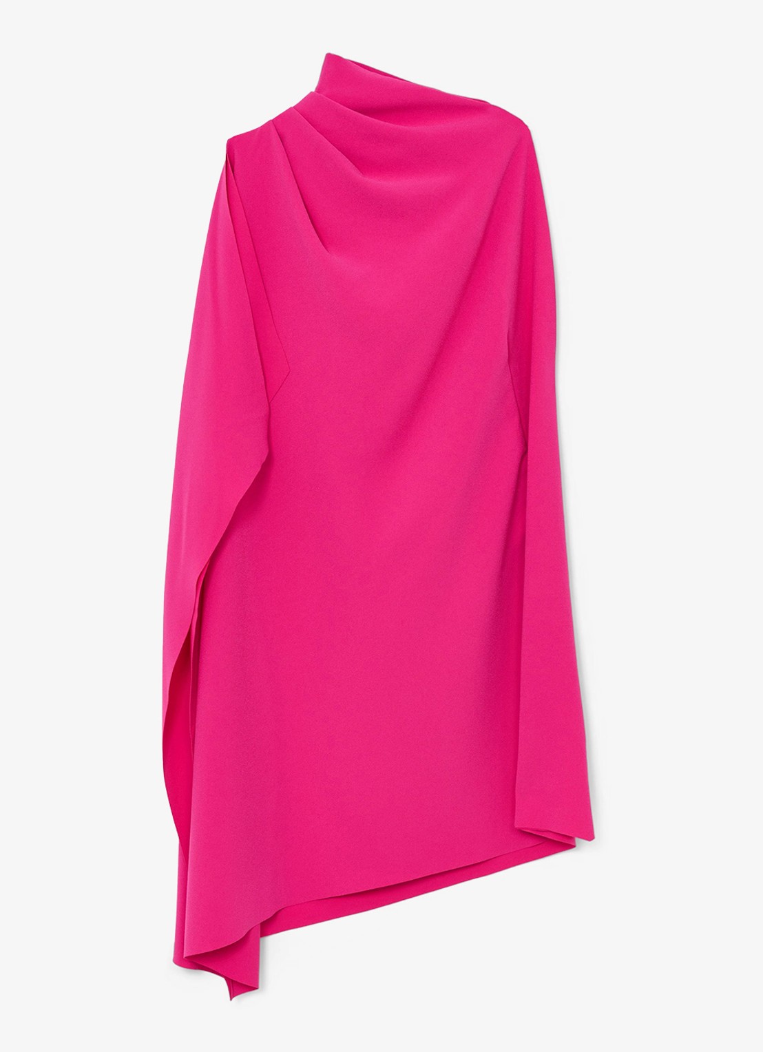 Reiss Ellery one-shoulder mini jurk van crêpe  - voorkant 2 donkerroze