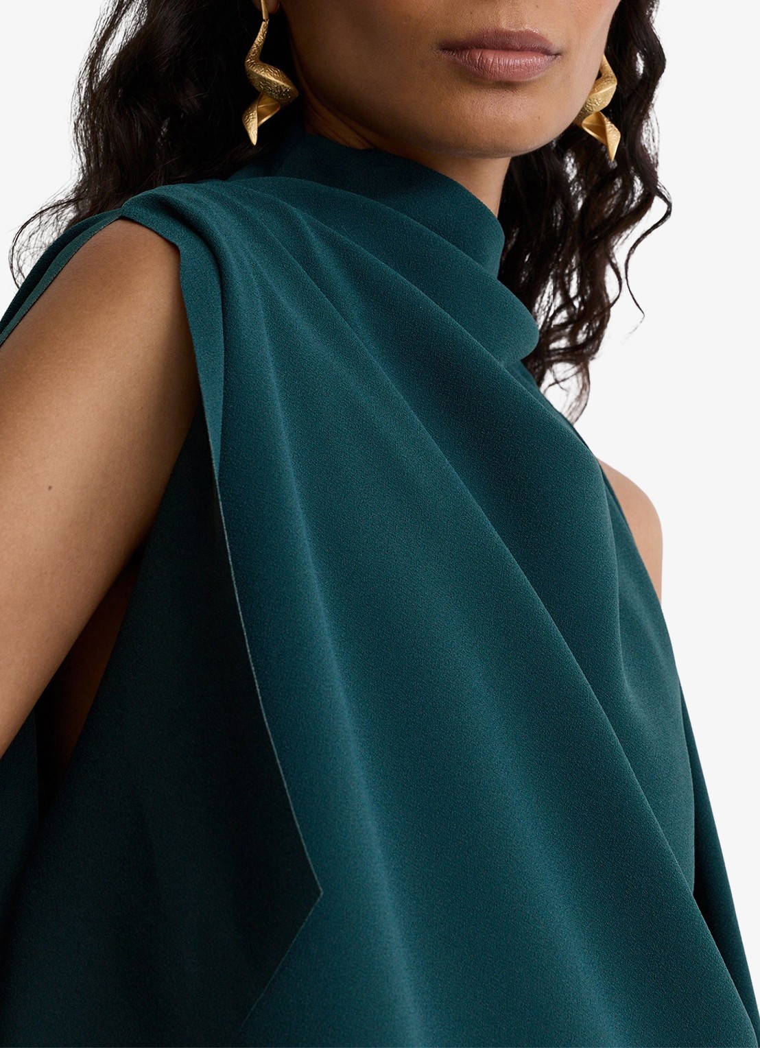 Reiss Ellery one-shoulder mini jurk van crêpe  - detail 5 zeegroen