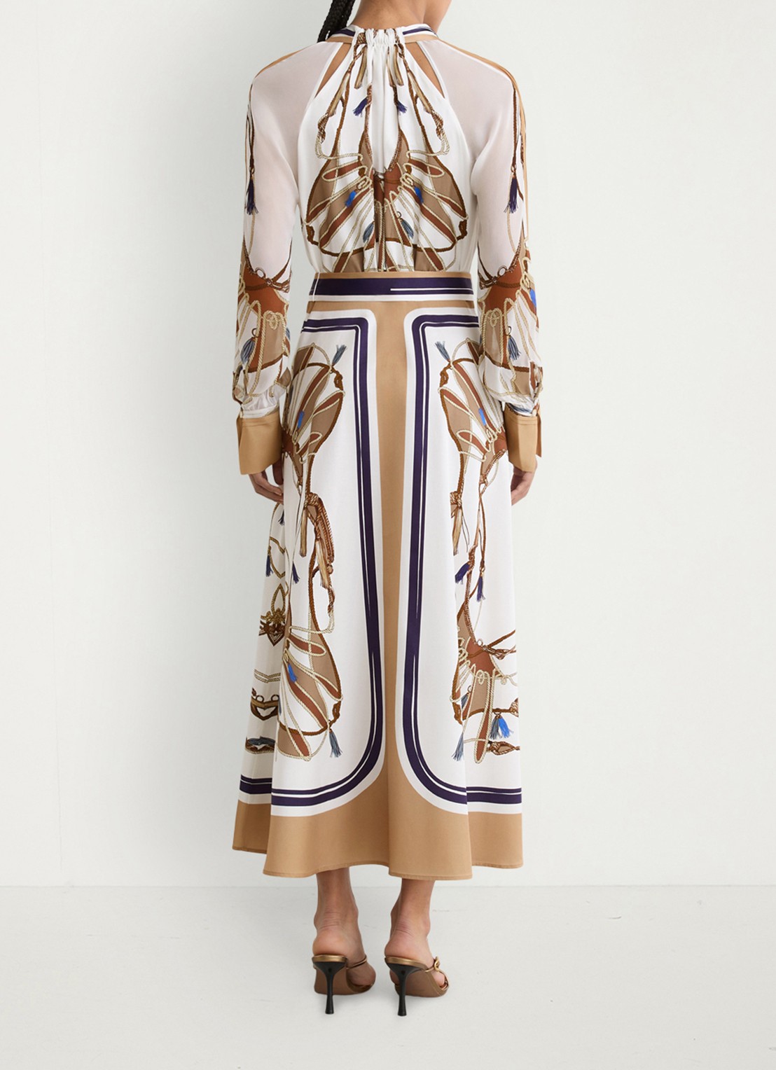 Reiss Ellie midi tuniekjurk met sjaalkraag - detail 8 lichtbruin