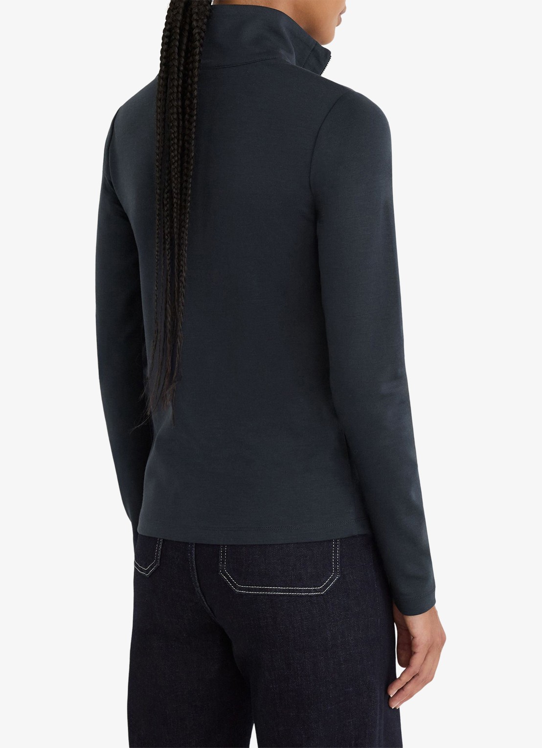 Reiss Ellie pullover met halve rits en opstaande kraag - achterkant blauw