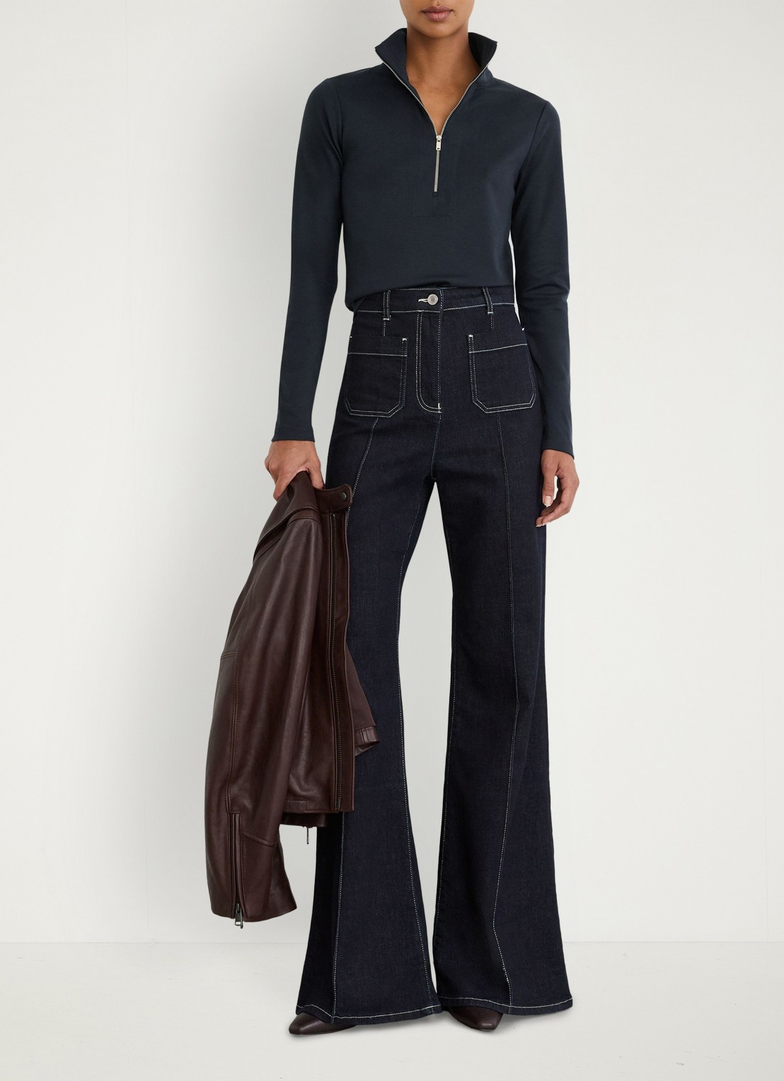 Reiss Ellie pullover met halve rits en opstaande kraag - voorkant 6 blauw
