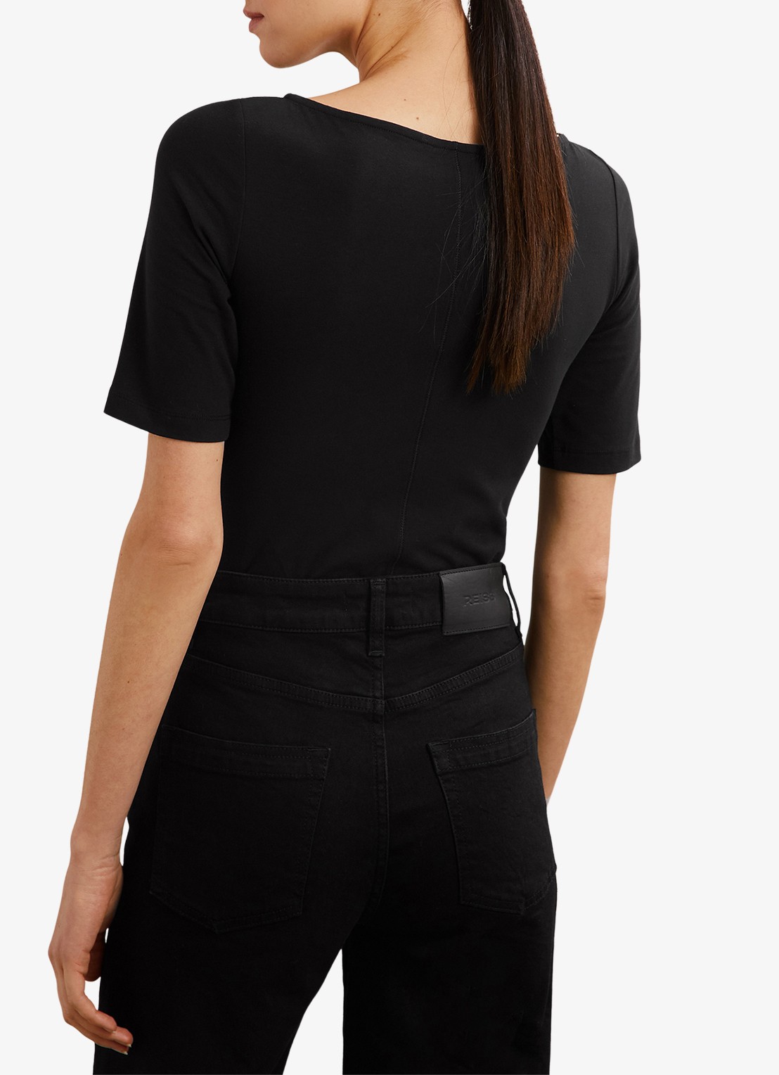 Reiss Ellie T-shirt met boothals - achterkant black / zwart