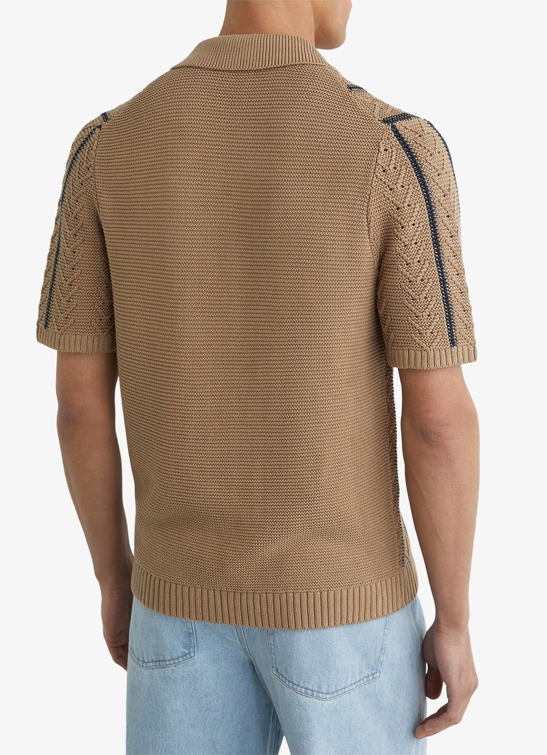 Reiss Ellingham grofgebreide trui in katoenblend - achterkant camel
