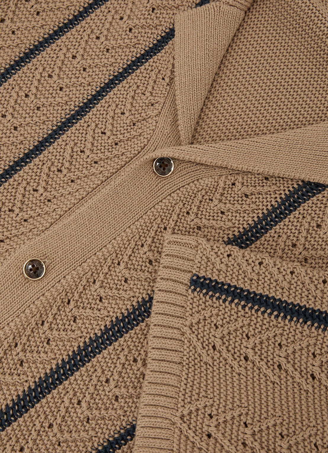 Reiss Ellingham grofgebreide trui in katoenblend - detail 6 camel