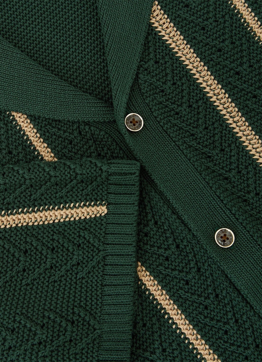 Reiss Ellingham grofgebreide trui in katoenblend - detail 7 donkergroen