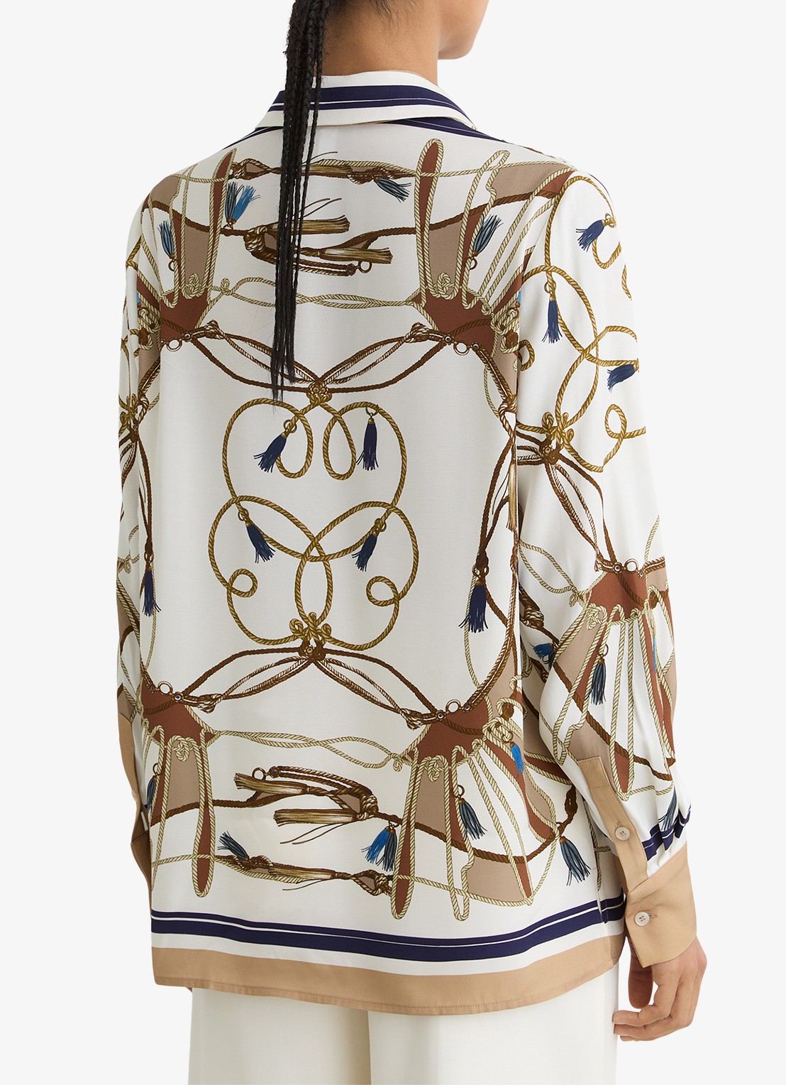 Reiss Ellis blouse met grafische print  - achterkant beige