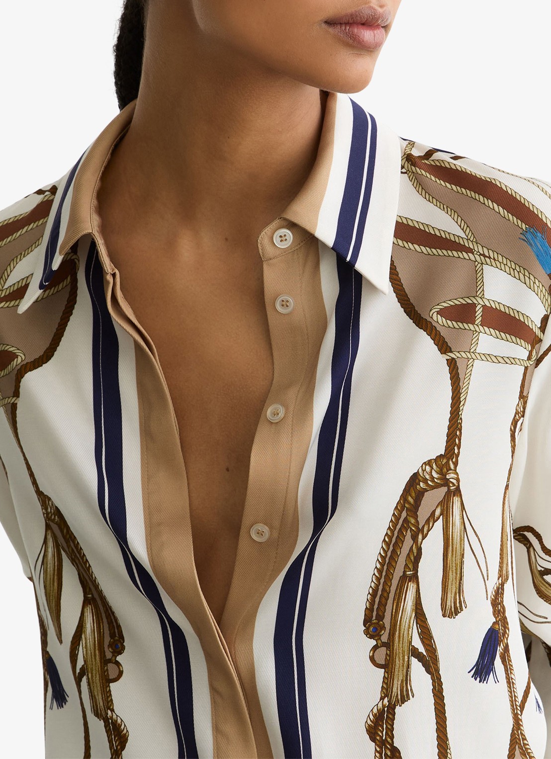Reiss Ellis blouse met grafische print  - detail 3 beige