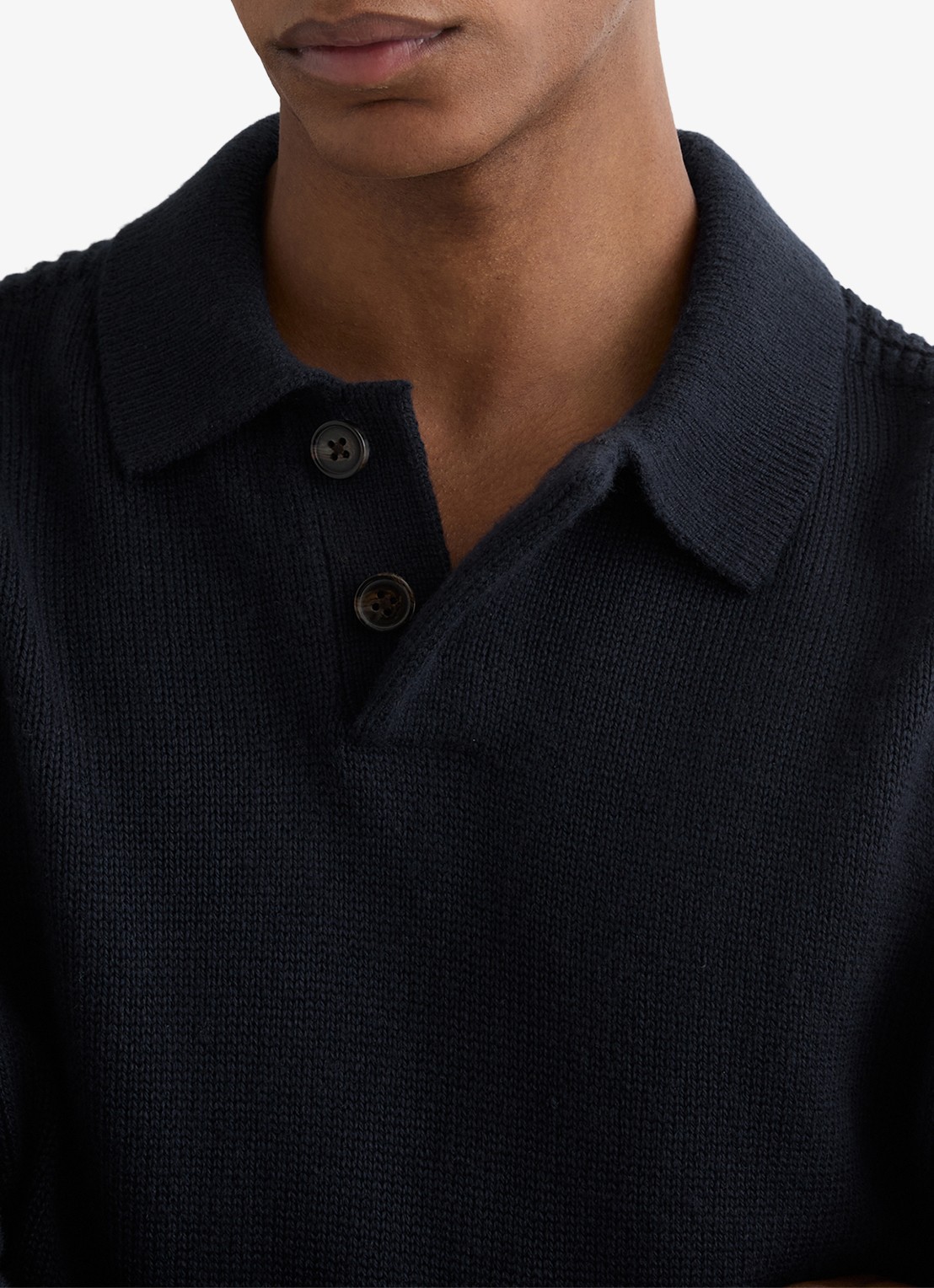 Reiss Elm fijngbreide trui in wolblend met polokraag  - detail 3 donkerblauw