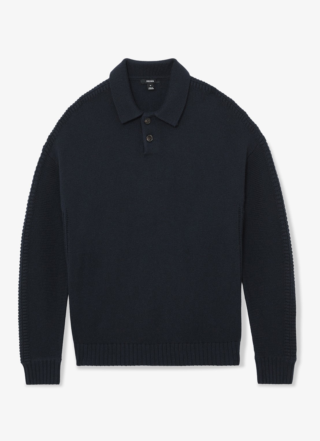 Reiss Elm fijngbreide trui in wolblend met polokraag  - voorkant 5 donkerblauw