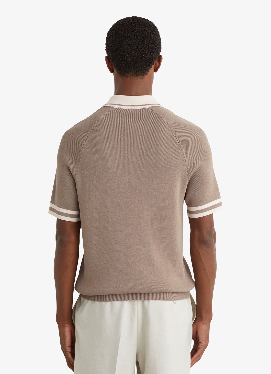 Reiss Elmers regular fit polo met colour blocking - achterkant 6 creme