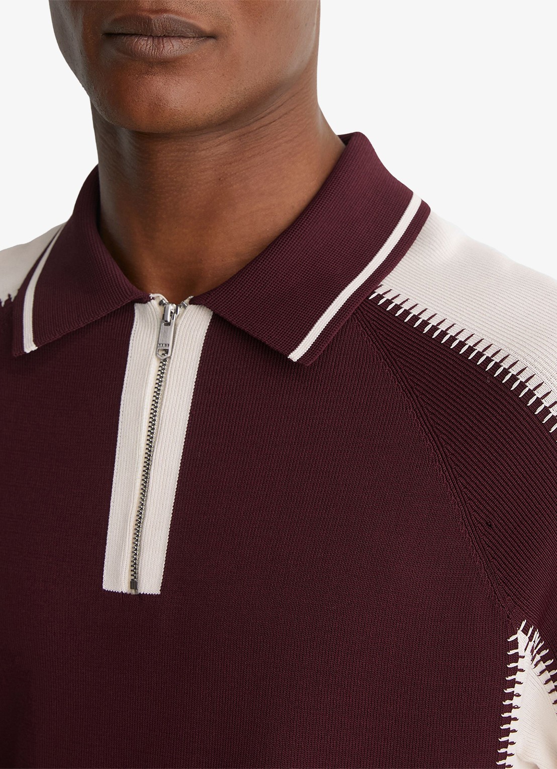 Reiss Elmers regular fit polo met colour blocking - detail 3 bordeauxrood