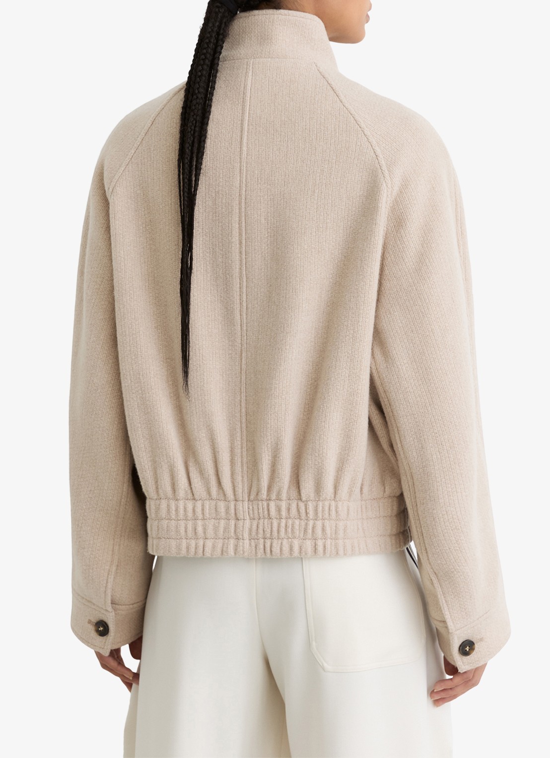 Reiss Elodie bomberjack van wol met opstaande kraag - achterkant beige