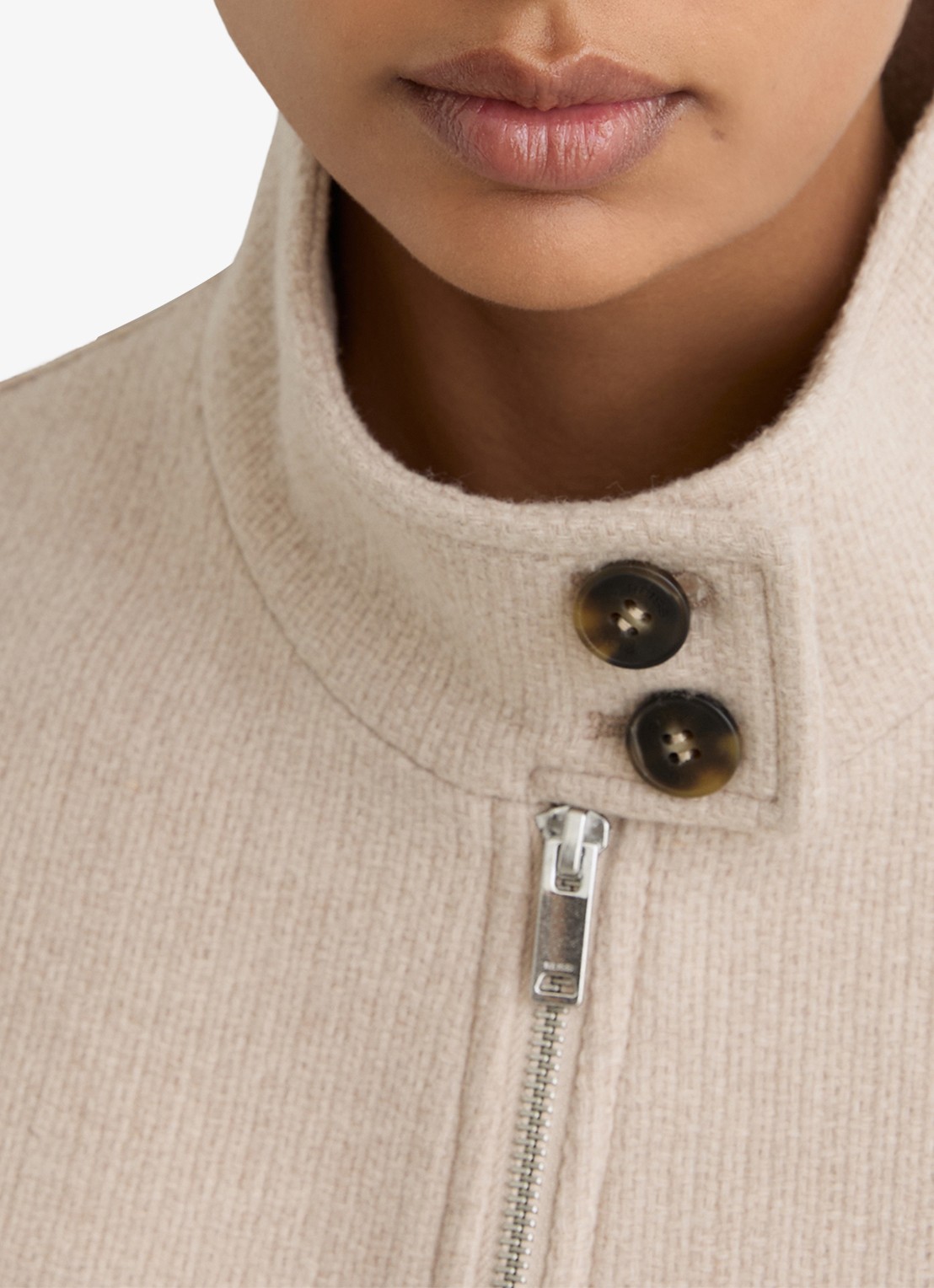 Reiss Elodie bomberjack van wol met opstaande kraag - detail 6 beige