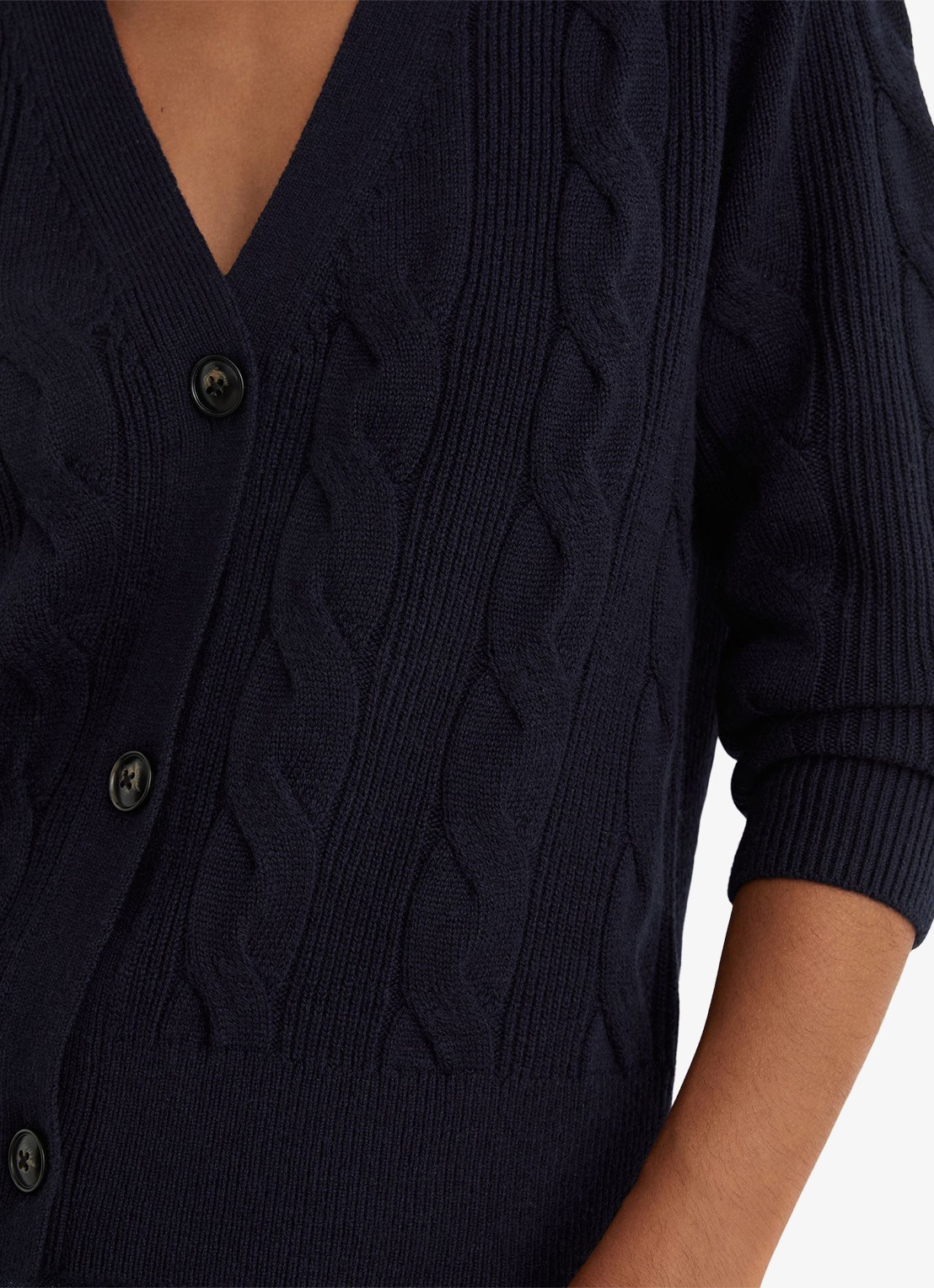 Reiss Elowen kabelgebreid vest van wol en kasjmier - detail 5 blauw