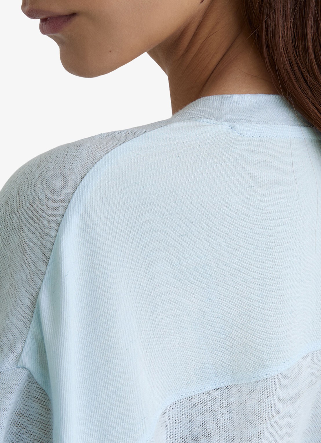 Reiss Ember T-shirt van linnen met V-hals - detail 2 donkerblauw