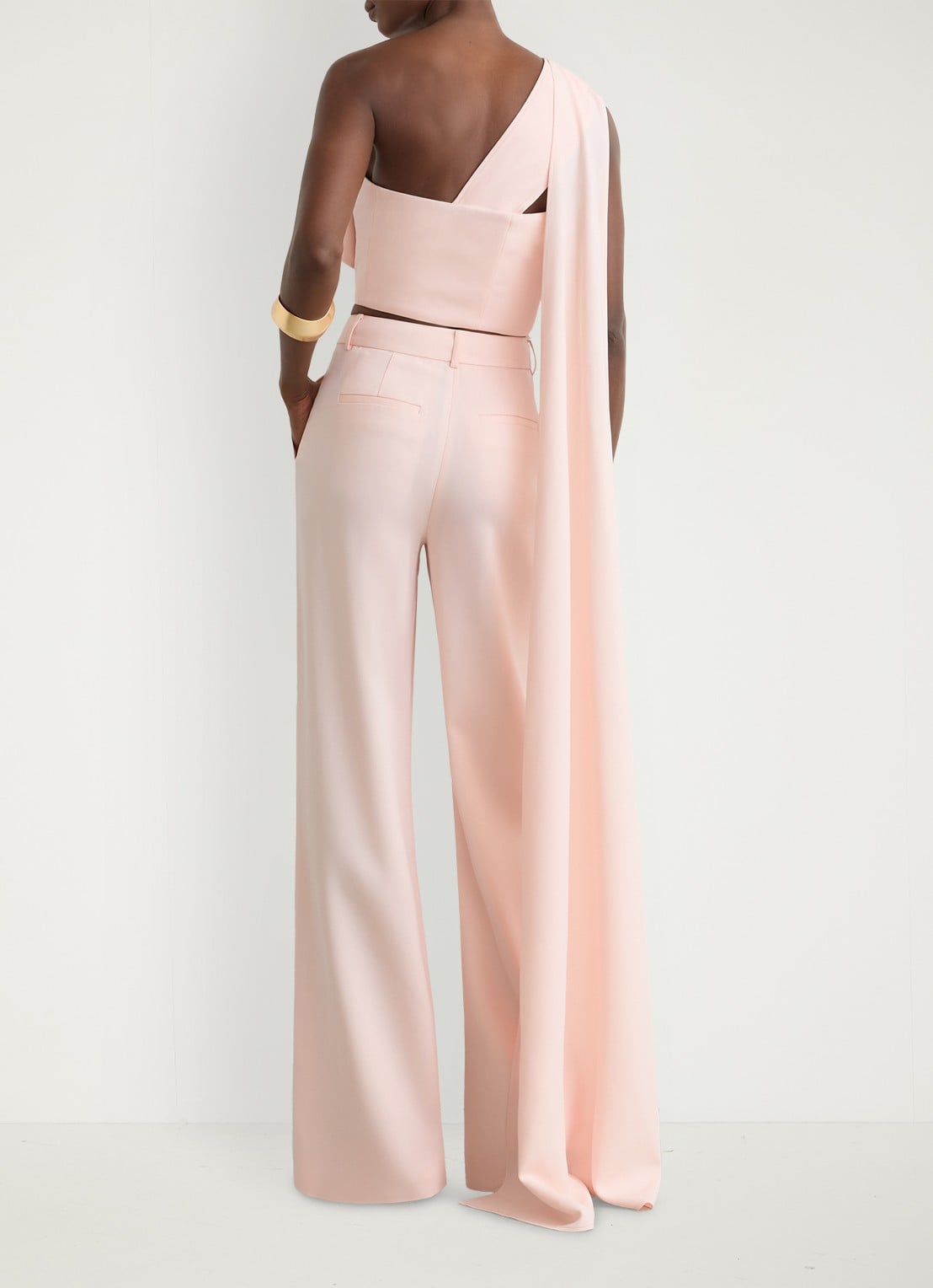 Reiss Emilia one shoulder top met sjaalkraag - achterkant lichtroze