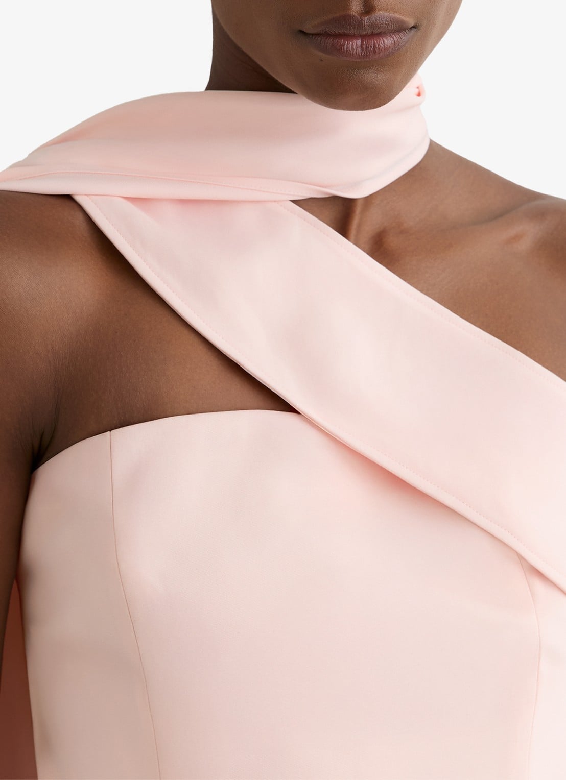Reiss Emilia one shoulder top met sjaalkraag - detail 3 lichtroze