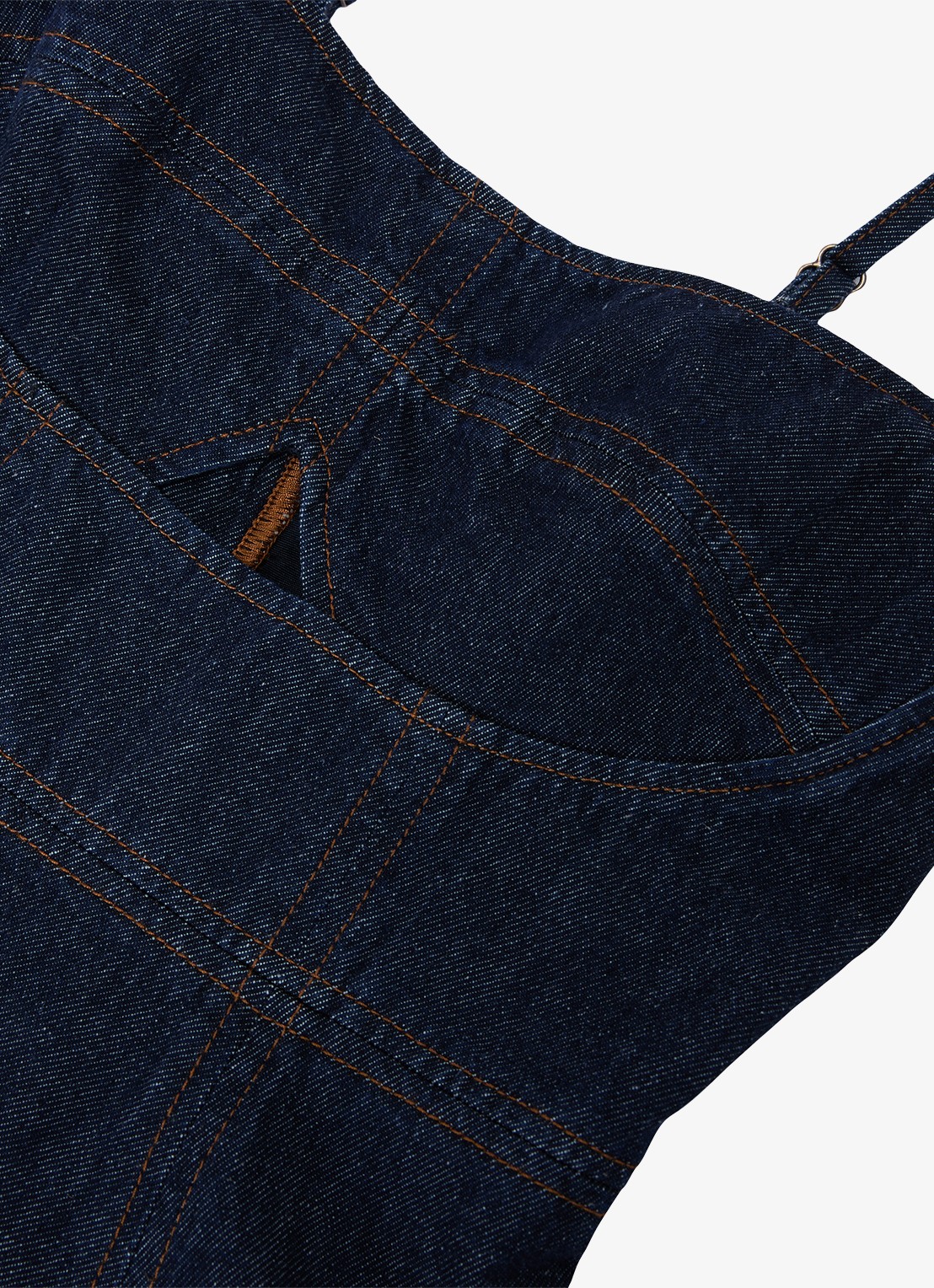 Reiss Emma midi denim jurk met cut-out detail - detail 5 donkerblauw