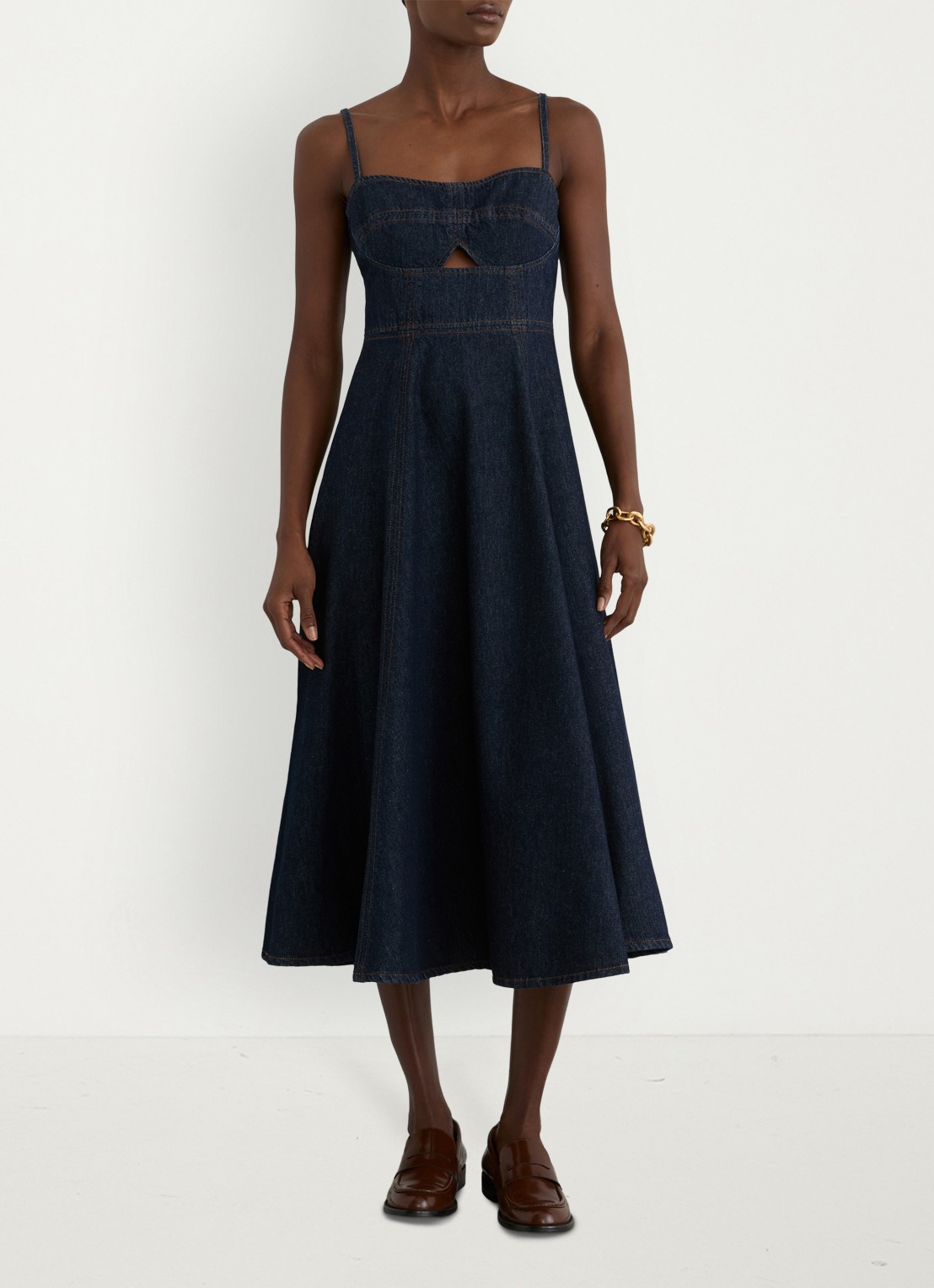 Reiss Emma midi jurk  - voorkant 2 indigo