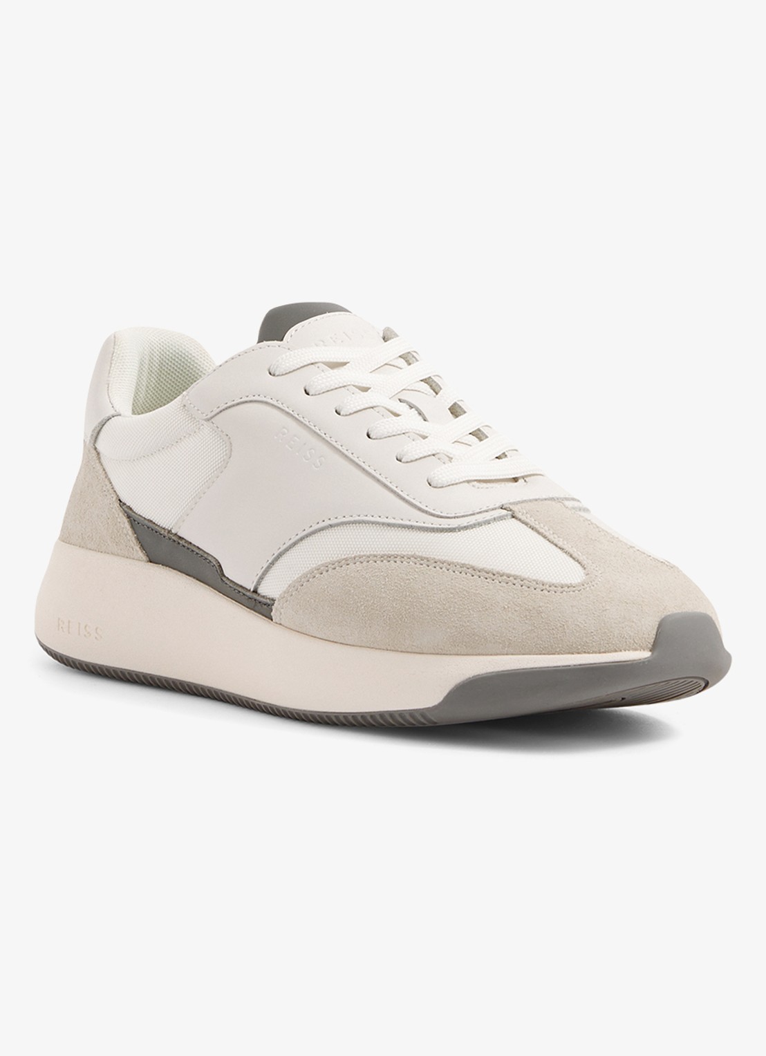 Reiss Emmett sneaker van mesh met suède en leren details - detail 3 gebroken wit