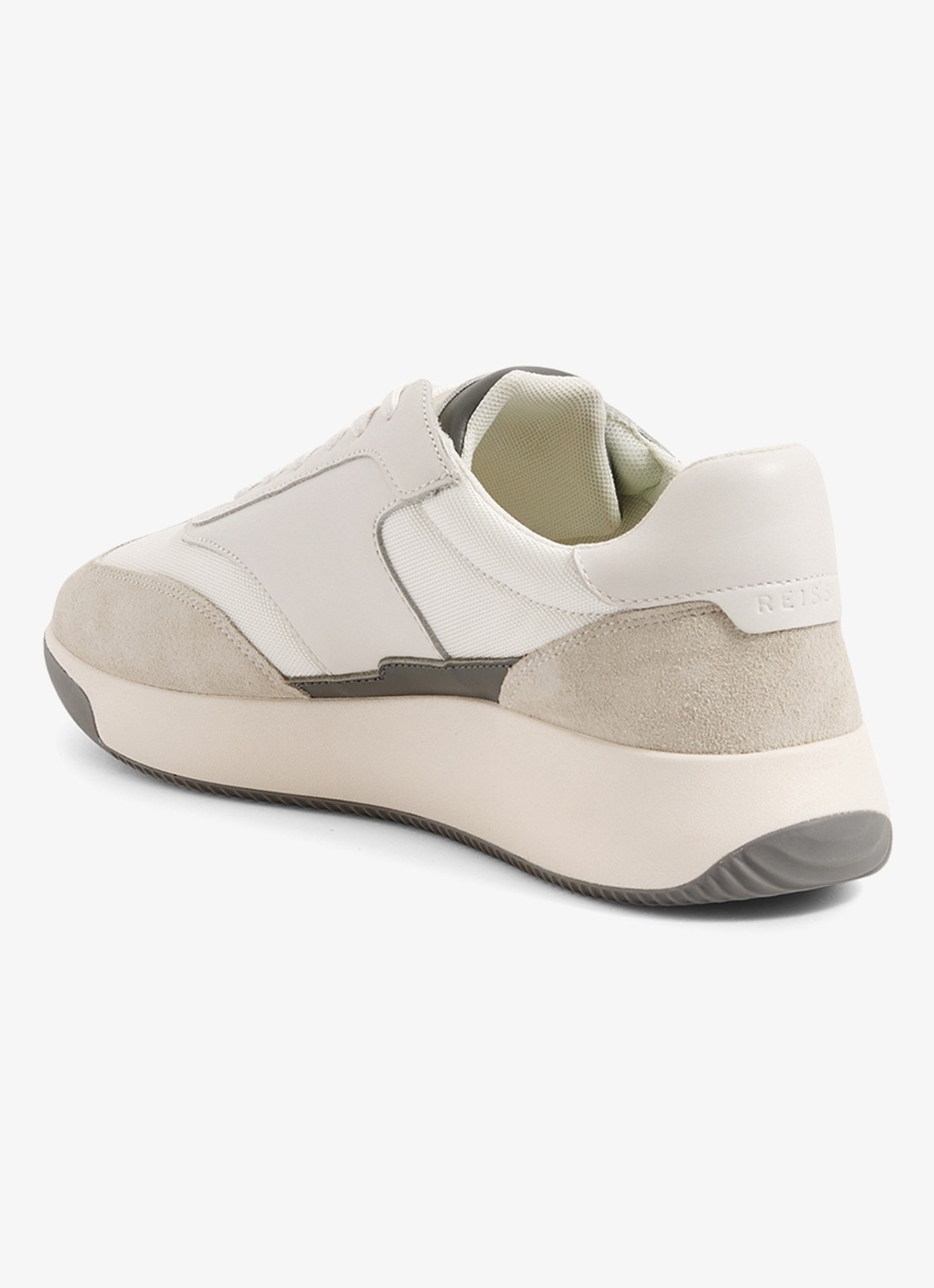 Reiss Emmett sneaker van mesh met suède en leren details - detail 4 gebroken wit
