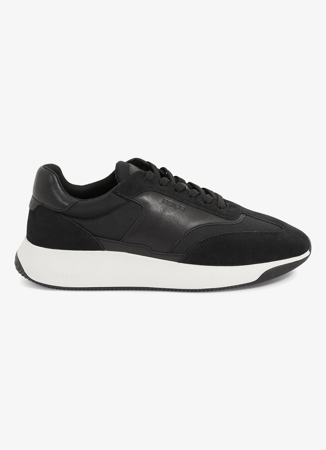 Reiss Emmett sneaker van mesh met suède en leren details - achterkant 4 zwart