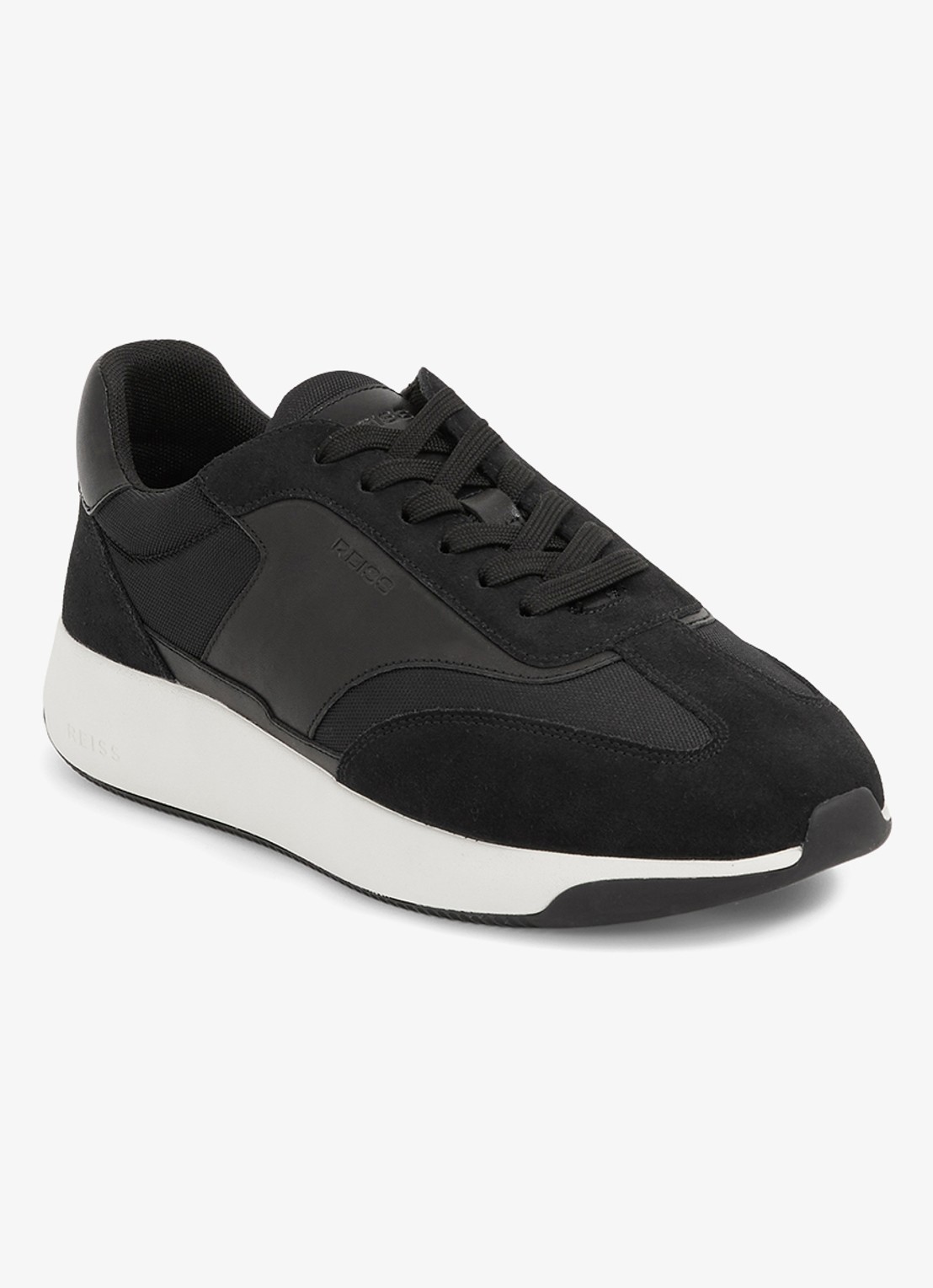 Reiss Emmett sneaker van mesh met suède en leren details - detail zwart