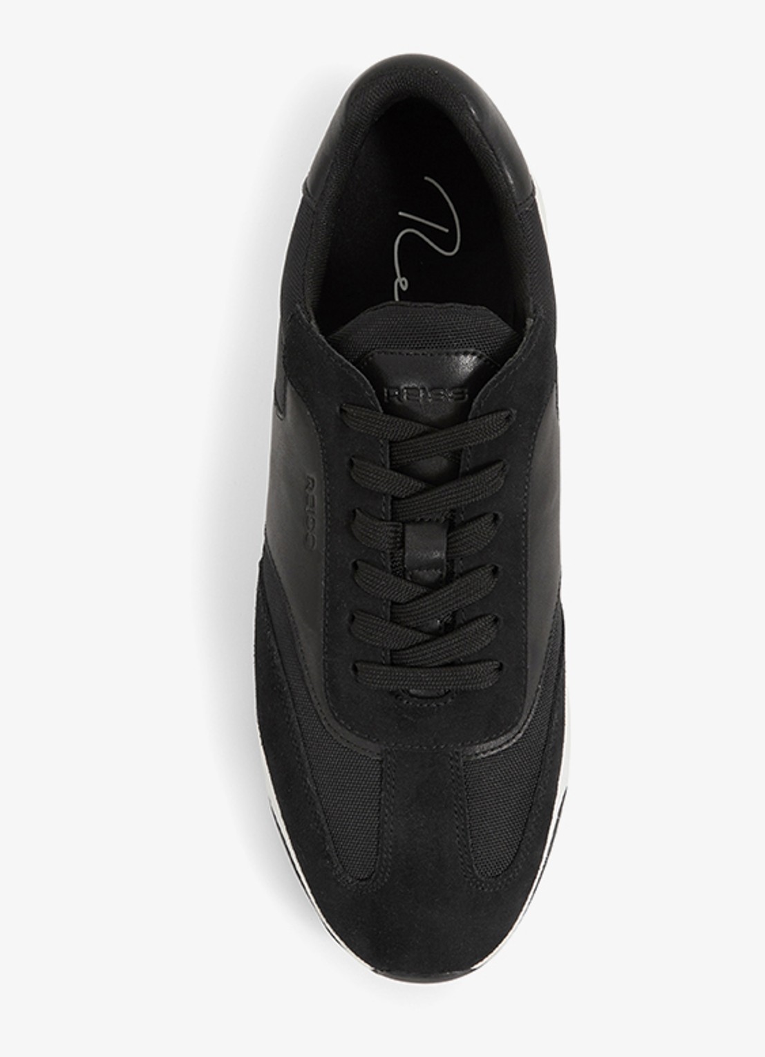 Reiss Emmett sneaker van mesh met suède en leren details - voorkant 3 zwart