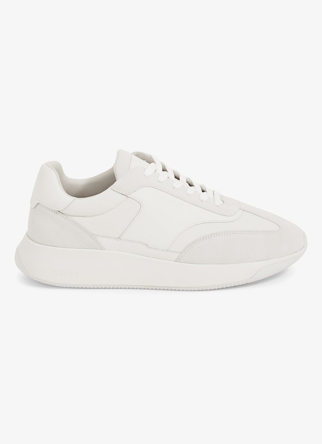 Reiss Emmett sneaker van mesh met suède en leren details - detail wit