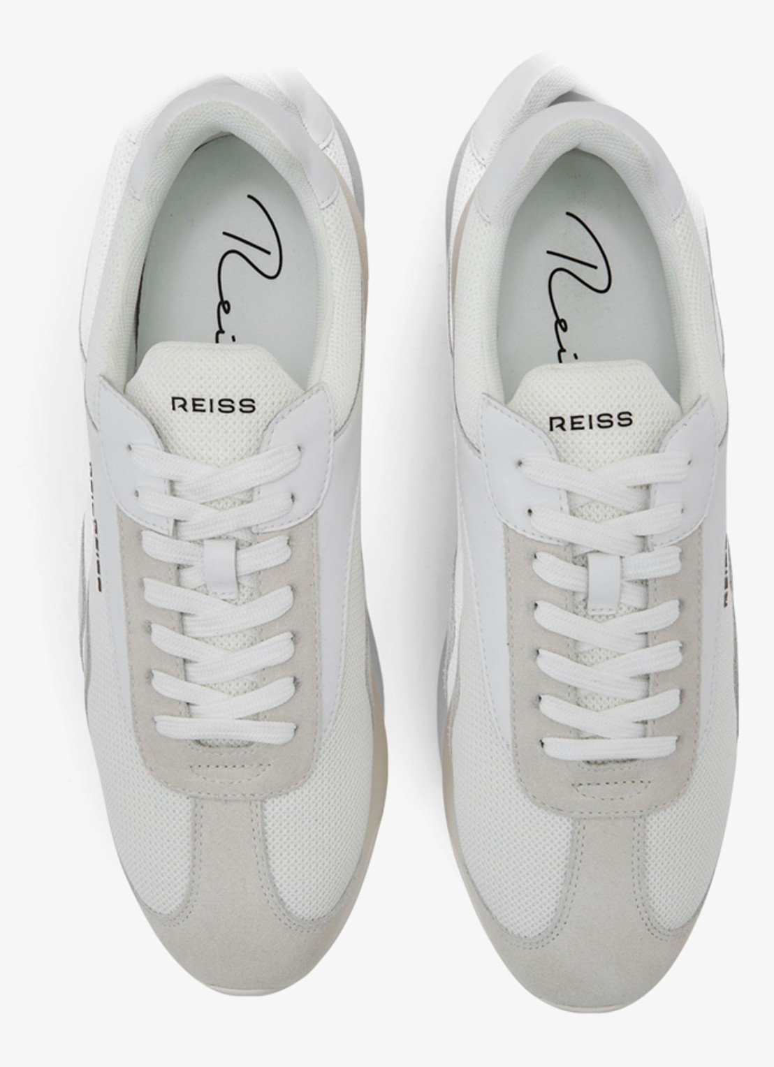 Reiss Emmett V2 sneaker met details van suède  - detail 4 wit