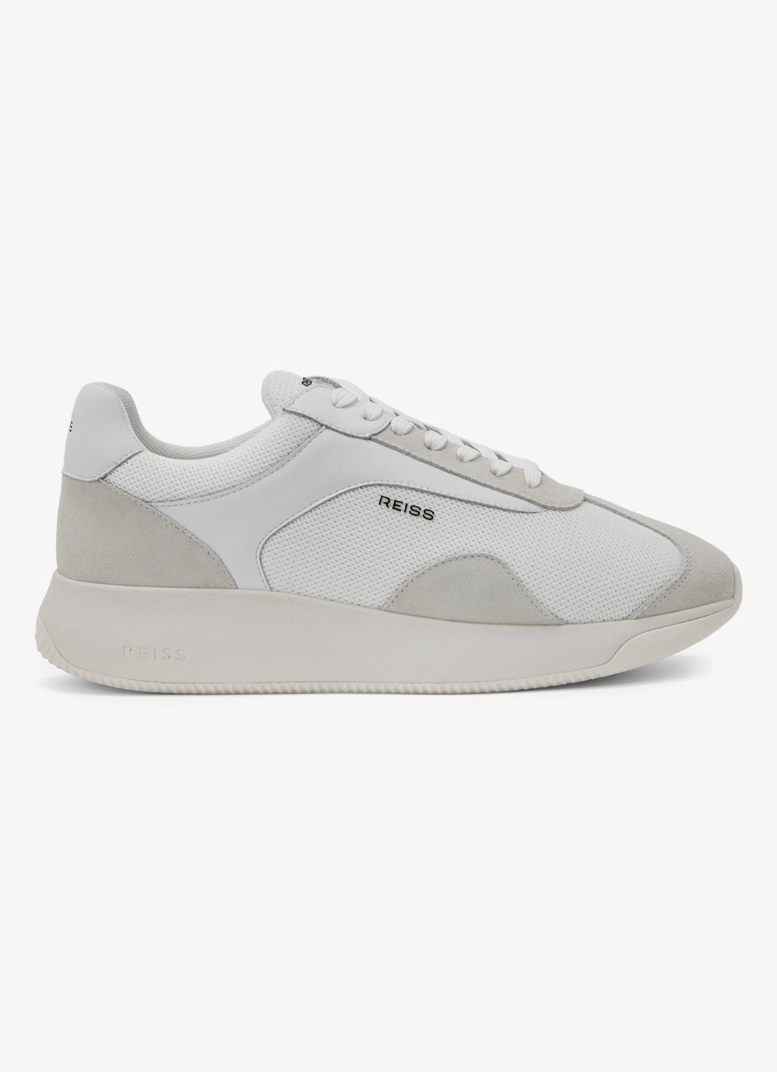 Reiss Emmett V2 sneaker met details van suède  - voorkant wit