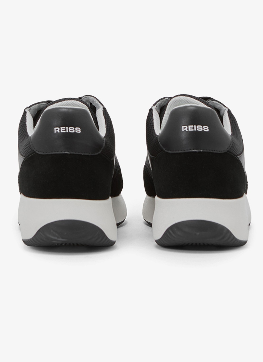 Reiss Emmett V2 sneaker met details van suède  - achterkant 3 zwart
