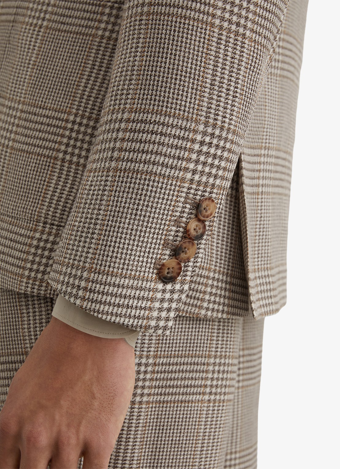 Reiss Epsom regular fit colbert in linnenblend met ruitdessin - detail 6 bruin