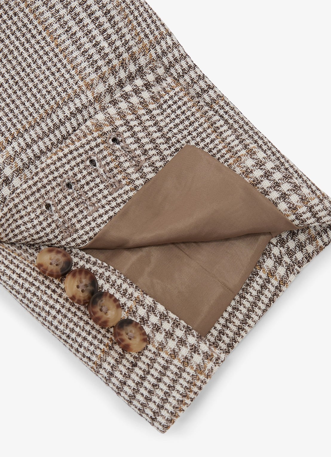 Reiss Epsom regular fit colbert in linnenblend met ruitdessin - detail 7 bruin