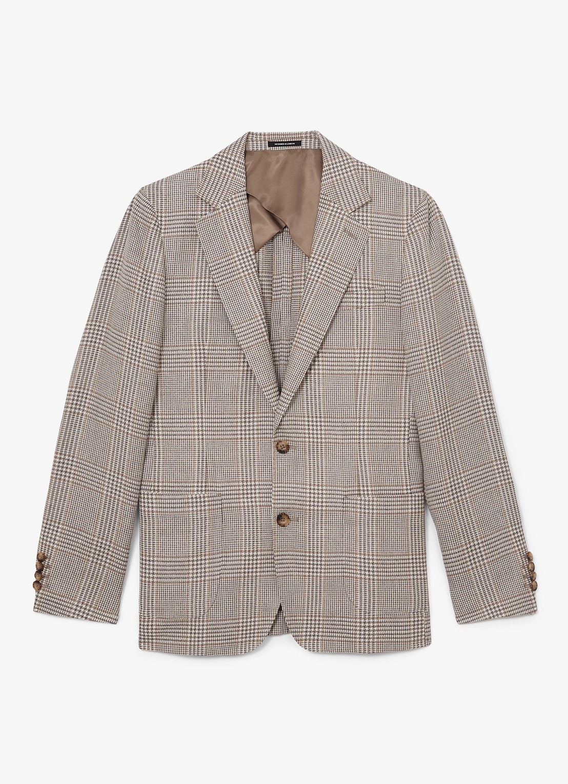 Reiss Epsom regular fit colbert in linnenblend met ruitdessin - voorkant 2 bruin