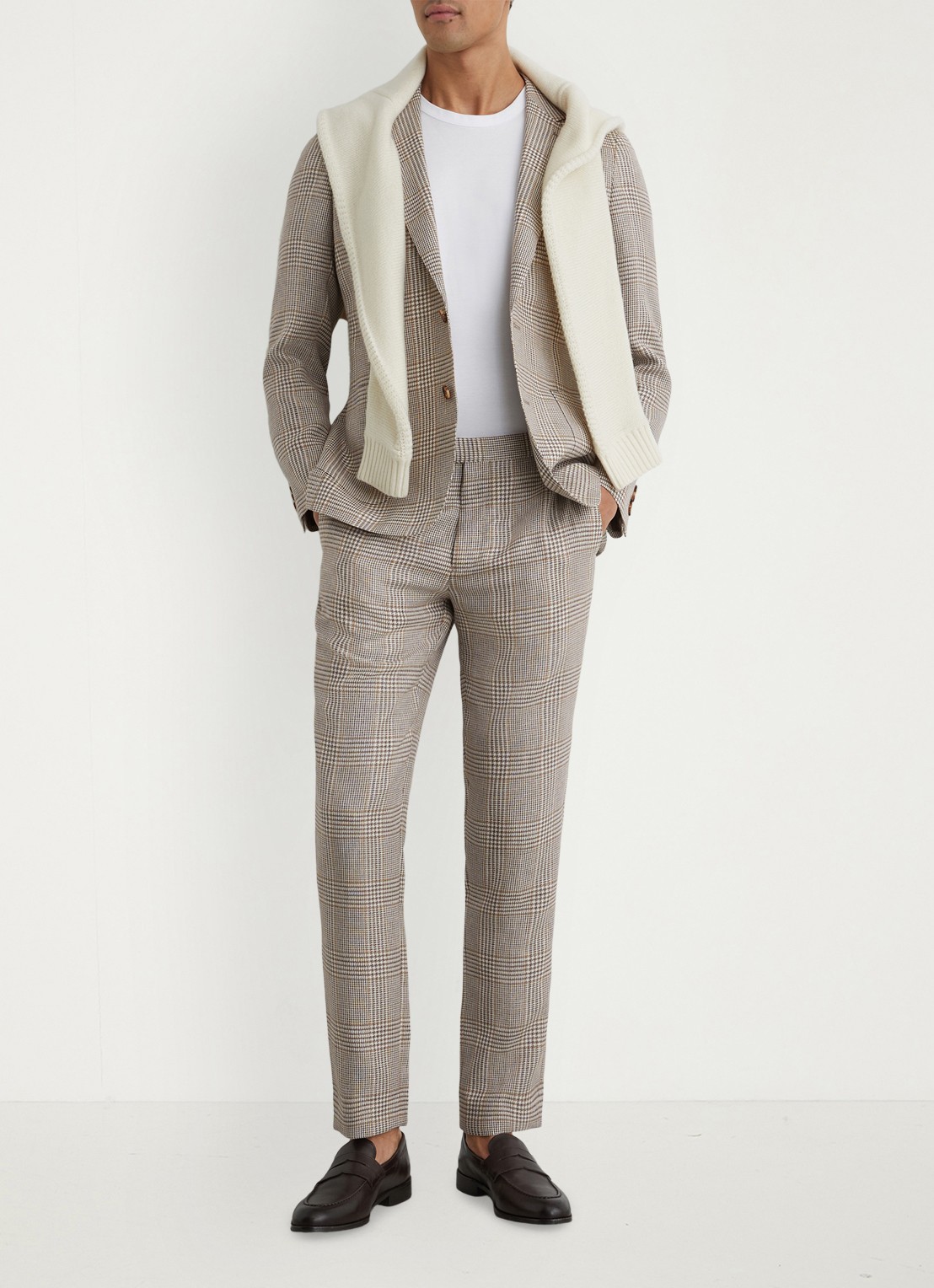 Reiss Epson regular fit pantalon in wolblend - voorkant 3 bruin