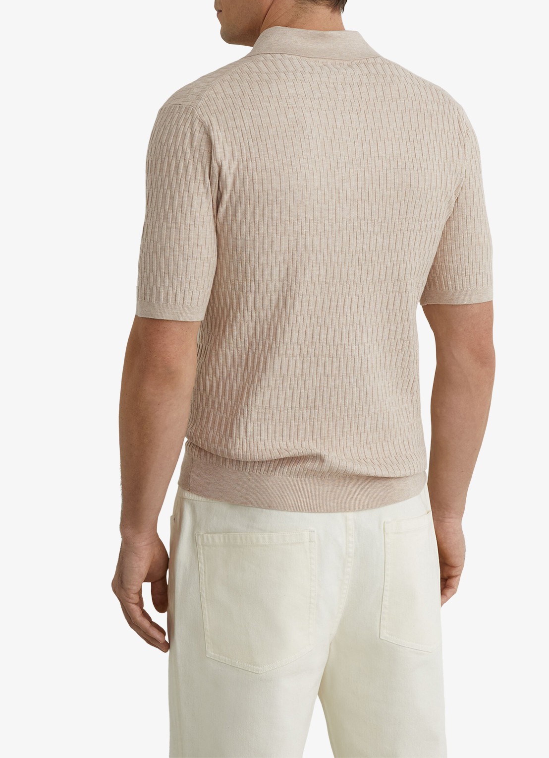 Reiss Era polo met structuur - achterkant 4 bruin