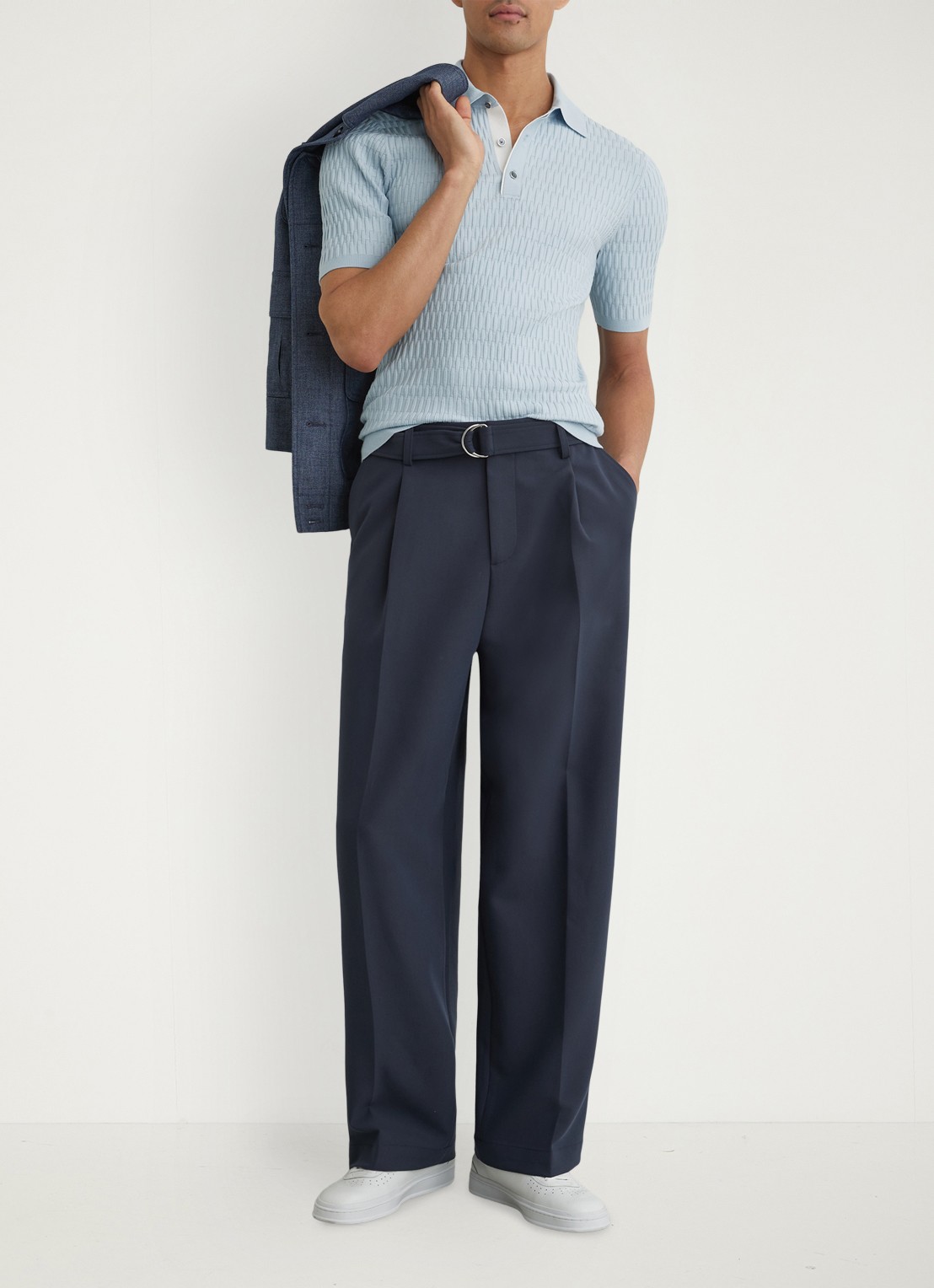 Reiss Era polo met structuur - voorkant 6 lichtblauw