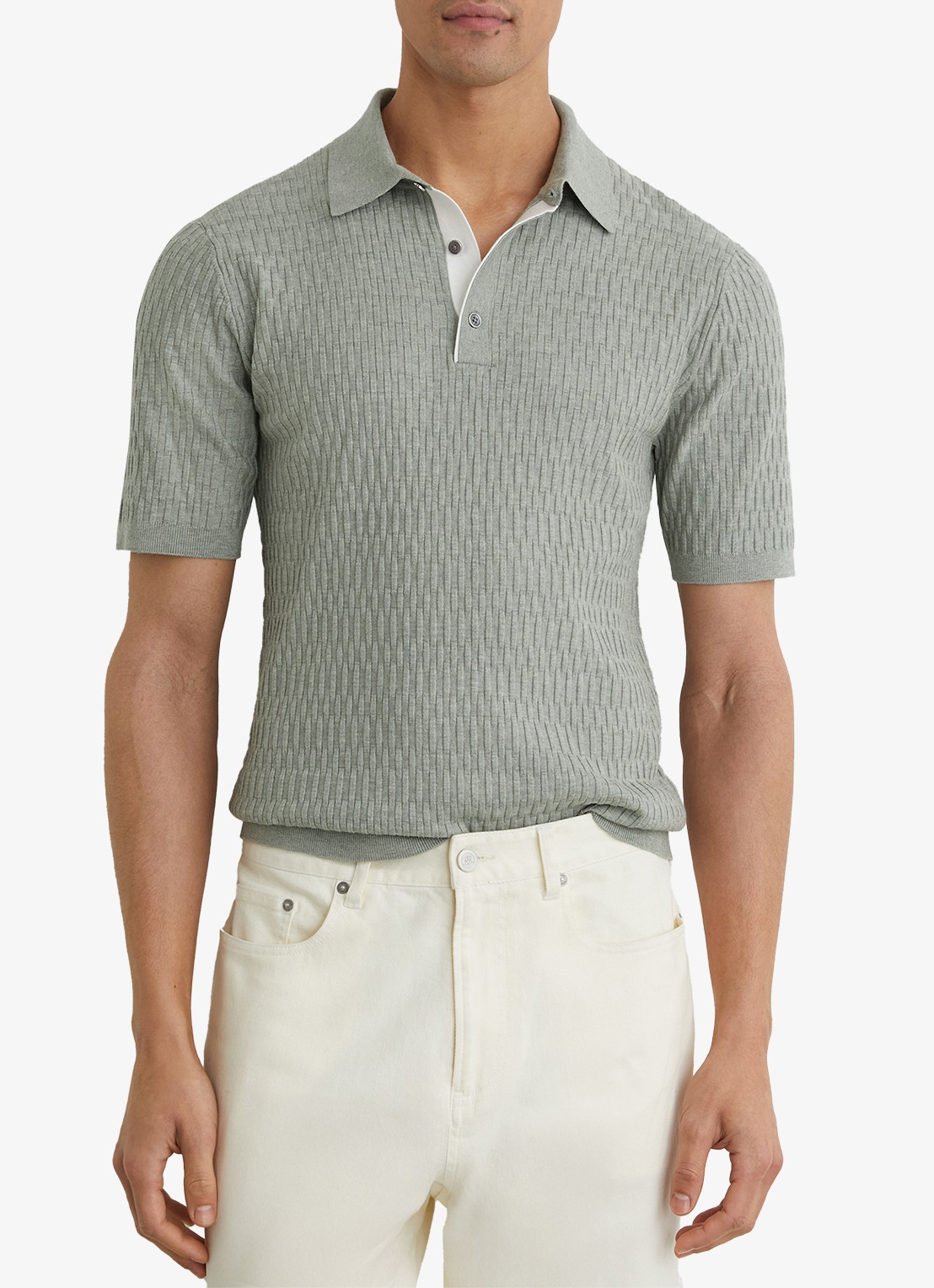 Reiss Era polo met structuur - detail 5 grijs