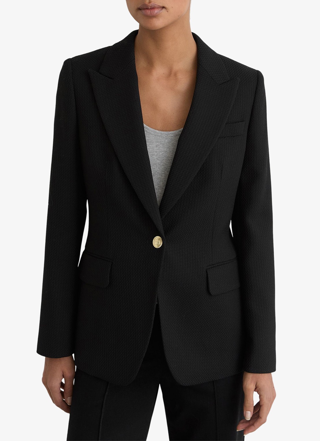 Reiss Erin blazer in wolblend - detail 4 black / zwart