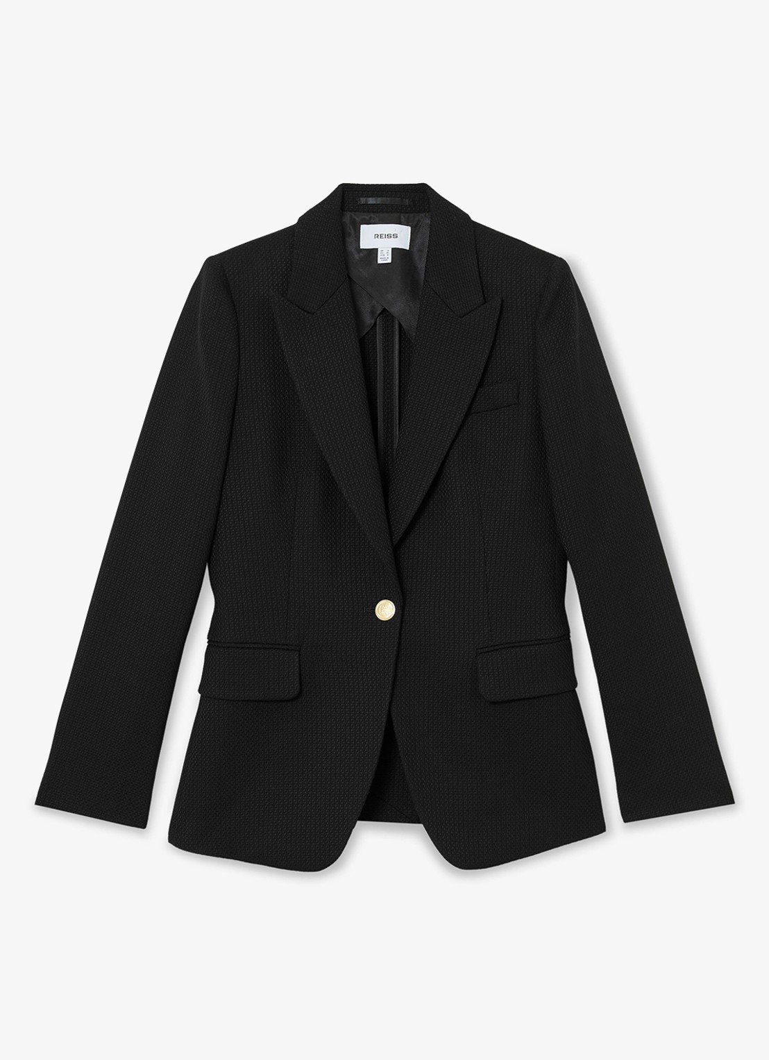 Reiss Erin blazer in wolblend - voorkant 2 black / zwart