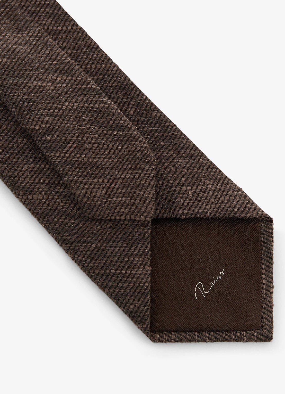 Reiss Ermo stropdas in zijdeblend - detail 4 chocoladebruin