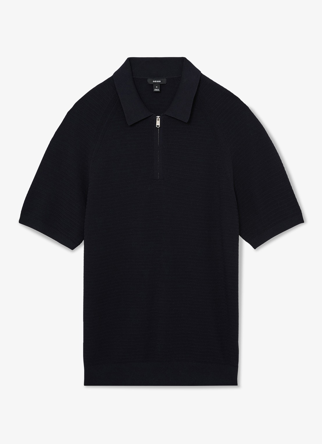 Reiss ESTATE Textured-Knit Half-Zip Polo Shirt - voorkant 5 donkerblauw