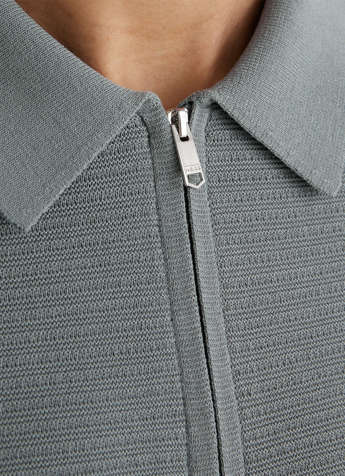 Reiss ESTATE Textured-Knit Half-Zip Polo Shirt - detail 2 groen