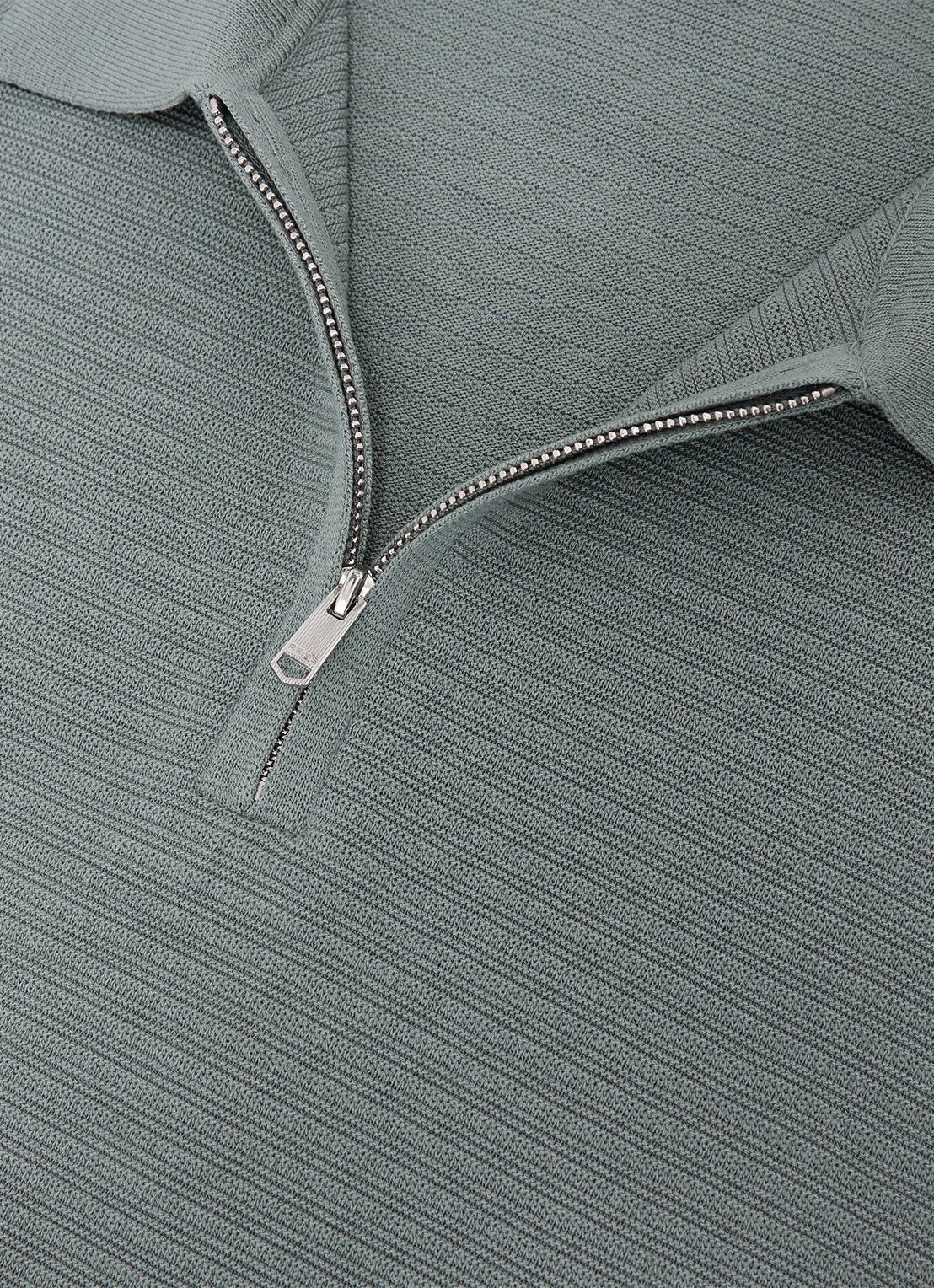 Reiss ESTATE Textured-Knit Half-Zip Polo Shirt - detail 3 groen