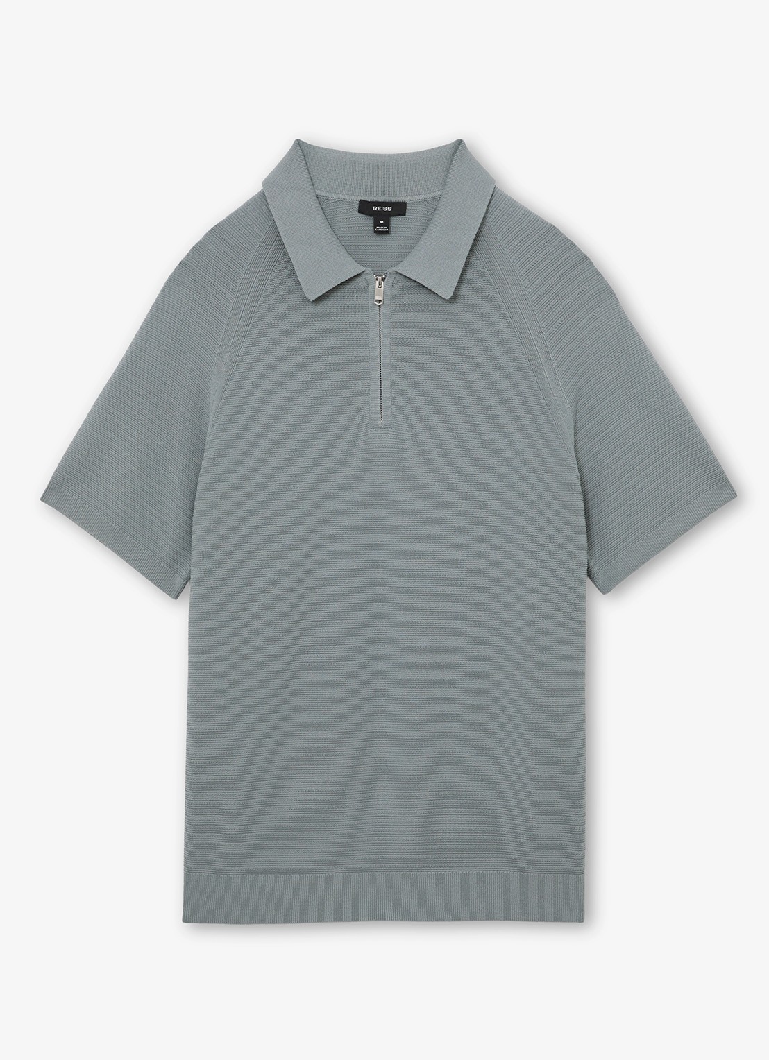 Reiss ESTATE Textured-Knit Half-Zip Polo Shirt - voorkant 4 groen