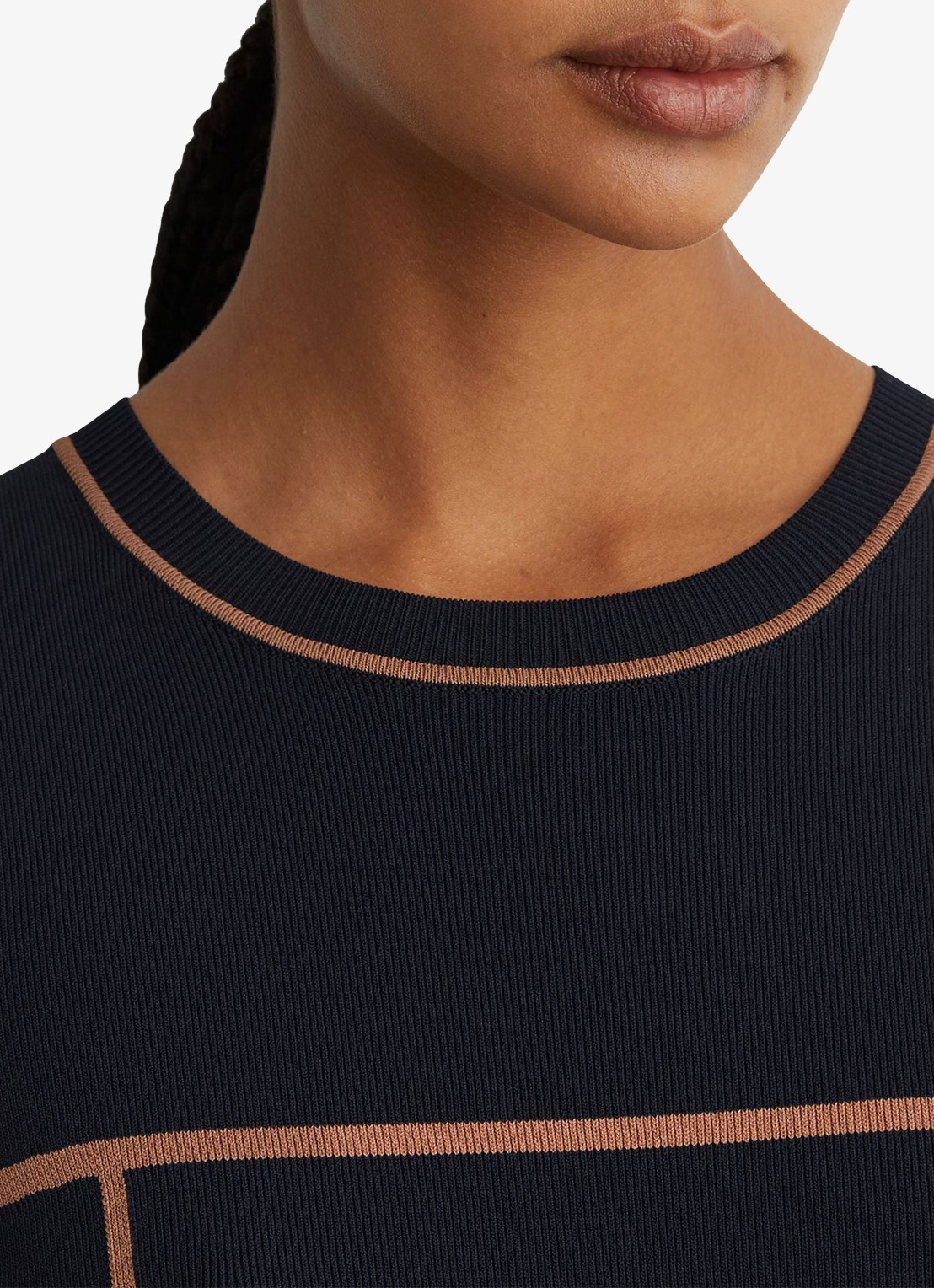 Reiss ETTA midi ribgebreide jurk met ceintuur - detail 4 donkerblauw