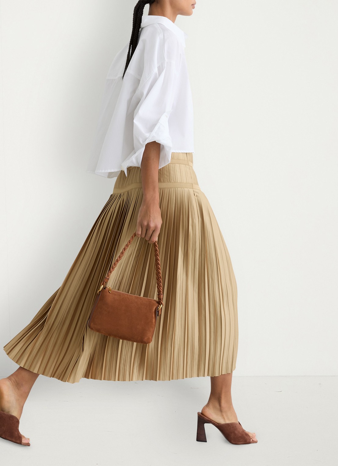 Reiss Eva midi rok met plooien - detail 2 goud