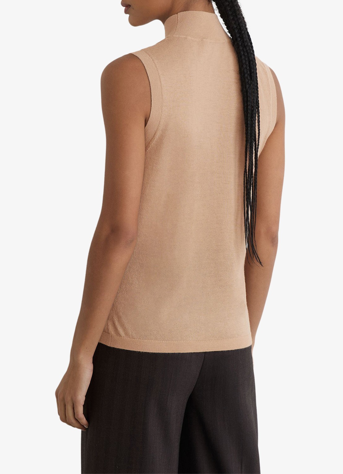 Reiss Evelyn mouwloze top in merino wolblend - achterkant 4 camel